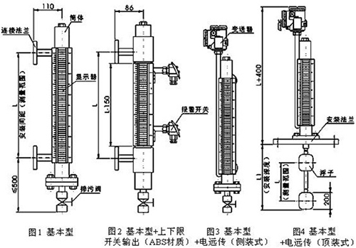 蓄水池液位計(jì)結(jié)構(gòu)外形圖